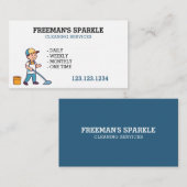 Cartoon Janitor Mopping Reinigungsservice Visitenkarte (Vorne/Hinten)