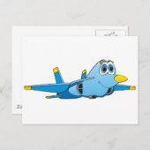 Cartoon Jet Postkarte (Vorne/Hinten)