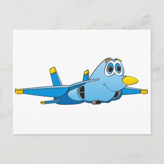 Cartoon Jet Postkarte (Vorderseite)