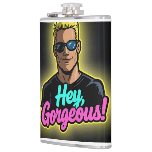 Cartoon Johnny Bravo–Style Character Flachmann (Links)