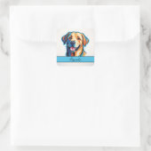 Cartoon Joyful Yellow Labrador Retriever Quadratischer Aufkleber (Tasche)