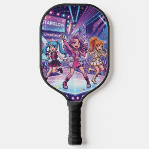 Cartoon JPop Mädchen Gruppe Pickleball Schläger