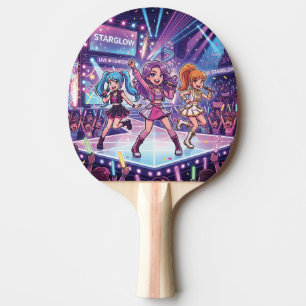 Cartoon JPop Mädchen Gruppe Tischtennis Schläger