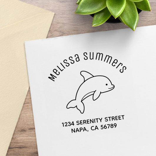 Cartoon Jumping Dolphin-Adresse 1w Gummistempel