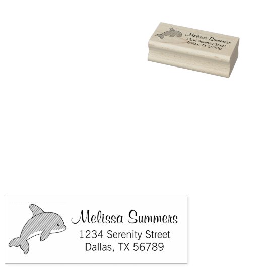 Cartoon Jumping Dolphin-Adresse Gummistempel (Stempel)