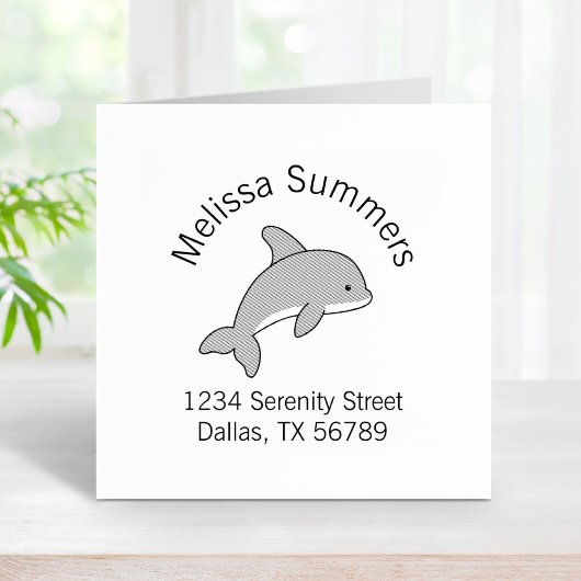 Cartoon Jumping Dolphin-Adresse Gummistempel