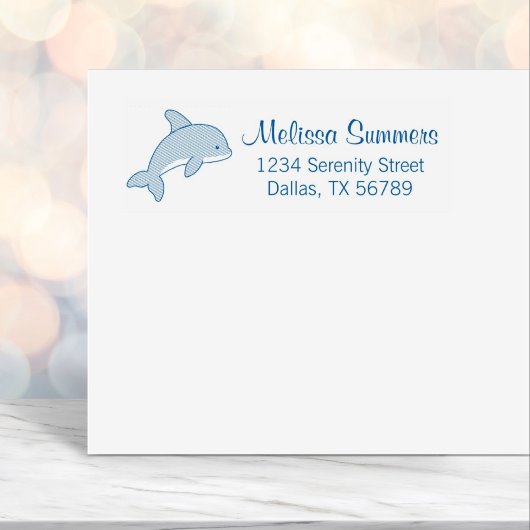Cartoon Jumping Dolphin-Adresse Permastempel