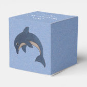 Cartoon Jumping Dolphin Glittery Dunkelblau Weiß Geschenkschachtel (Rückseite)