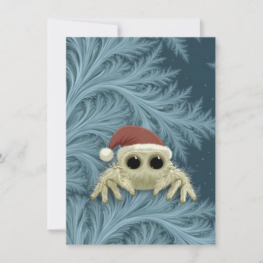 Cartoon Jumping Spider Christmas Cards Feiertagskarte (Vorderseite)