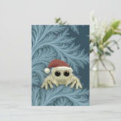 Cartoon Jumping Spider Christmas Cards Feiertagskarte (Stehend Vorderseite)