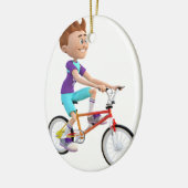 Cartoon-Junge, der ein Fahrrad reitet Keramik Ornament (Links)