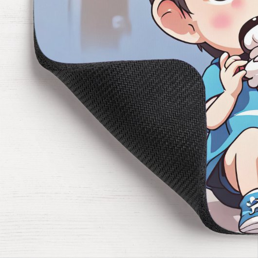Cartoon Junge mit Eiscreme Mousepad (Ecke)