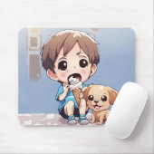 Cartoon Junge mit Eiscreme Mousepad (Mit Mouse)