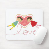 Cartoon-Junge und Mädchen in LiebeValentine Mousepad (Mit Mouse)