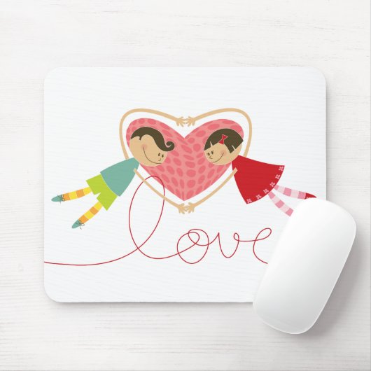 Cartoon-Junge und Mädchen in LiebeValentine Mousepad (Mit Mouse)