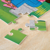 Cartoon, Junge und Schwarze, die im Freien Schach  Puzzle (Seite)