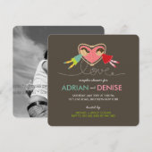 Cartoon-Jungen-Mädchen-Liebe-Herz verbindet Einladung (Vorne/Hinten)