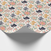Cartoon Jungle Cats and Flowers Geschenkpapier (Ecke)
