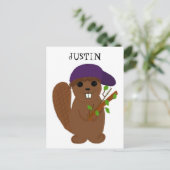 Cartoon Justin Beaver Postkarte (Stehend Vorderseite)