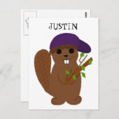 Cartoon Justin Beaver Postkarte (Vorne/Hinten)
