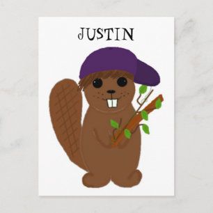 Cartoon Justin Bieber Postkarte