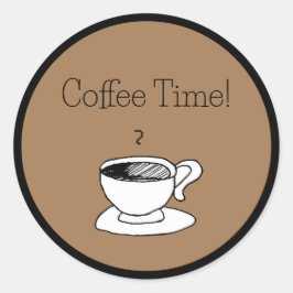 Cartoon Kaffee Cup Demitasse Niedlicher Cartoon Runder Aufkleber