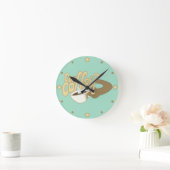 Cartoon "Kaffee-Cup" mit Tasse Runde Wanduhr (Zuhause)