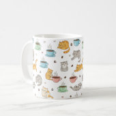 Cartoon Kaffee und Katzen Muster Tasse (Vorderseite Links)