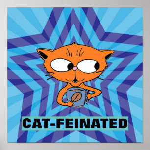 Cartoon-Kaffeekatze lustiger Katze-feinierter Post Poster