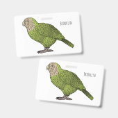 Cartoon Kakapo Ausweis (Vorder- & Rückseite)