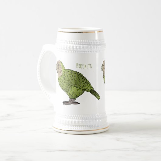 Cartoon Kakapo Bierglas (Vorderseite Links)