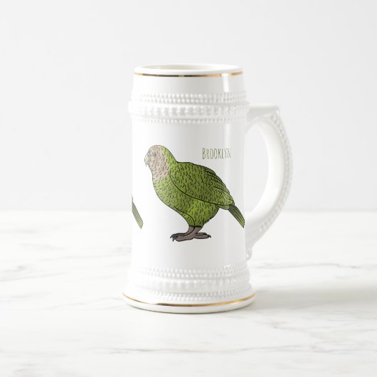 Cartoon Kakapo Bierglas (VorderseiteRechts)