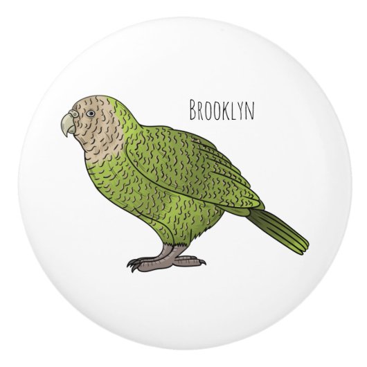 Cartoon Kakapo Keramikknauf (Vorderseite)
