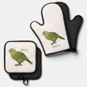 Cartoon Kakapo Ofenhandschuh & Topflappen-Set (Vorderseite/Rückseite)