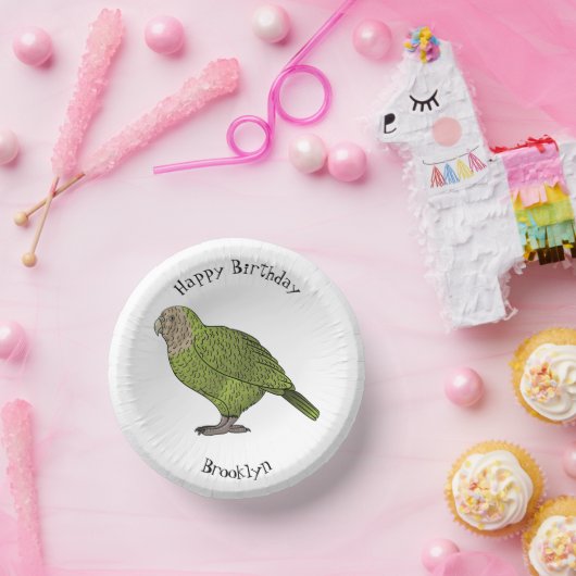 Cartoon Kakapo Pappteller (Party)