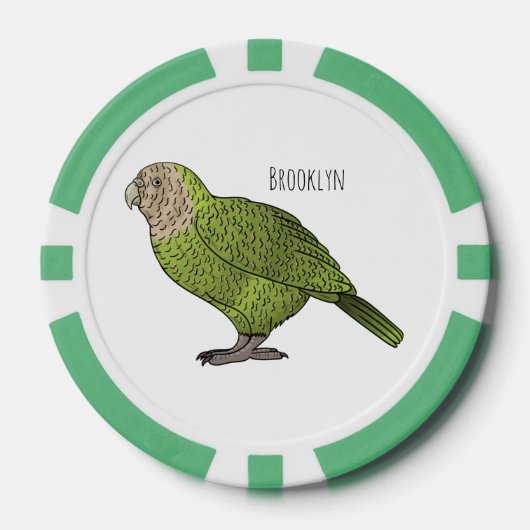 Cartoon Kakapo Pokerchips (Vorderseite)