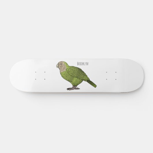 Cartoon Kakapo Skateboard (Horizontal)