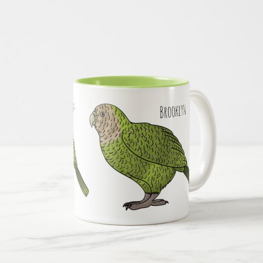 Cartoon Kakapo Zweifarbige Tasse (VorderseiteRechts)