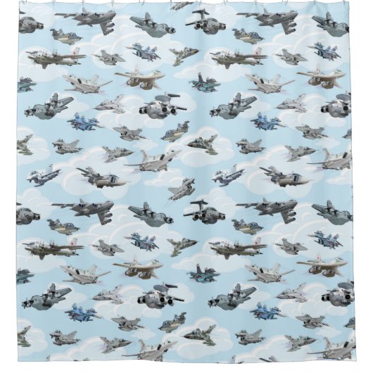 Cartoon-Kampfflugzeuge Duschvorhang (Vorderseite)