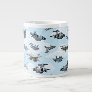 Cartoon-Kampfflugzeuge Jumbo-Tasse