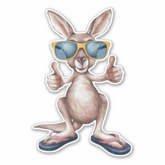 Cartoon Kangaroo Aufkleber (Vorderseite)