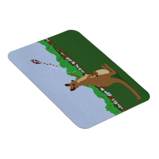 Cartoon Kangaroos Fliegen eines Drachens Magnet (Rechte Seite)