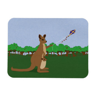 Cartoon Kangaroos Fliegen eines Drachens Magnet