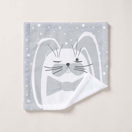 Cartoon Kaninchen, Symbol 2023. Badhandtuch Set (Waschlappen)