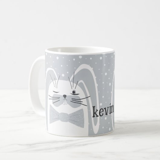 Cartoon Kaninchen, Symbol 2023. Kaffeetasse (Vorderseite Links)