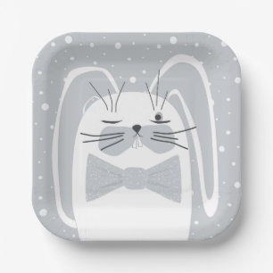 Cartoon Kaninchen, Symbol 2023. Pappteller