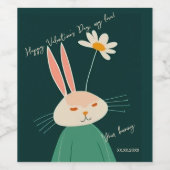 Cartoon Kaninchen, Valentinstag Weinetikett (Einzelnes Label)
