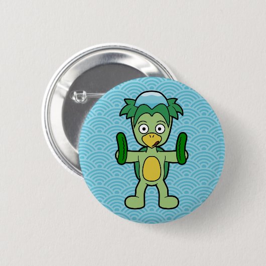 Cartoon Kappa Yokai - japanische Folklore Button (Vorne & Hinten)