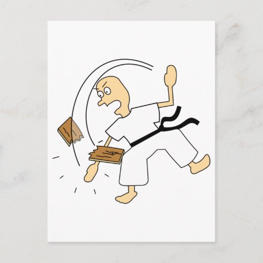 Cartoon Karate Man holzgeschnappt mit Hand Postkarte (Vorderseite)