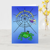 Cartoon-Karikatur einer Spinne im Web Karte (Gelbe Blume)